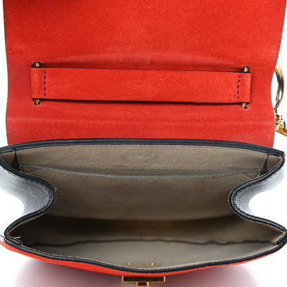 Chloe Suede Smooth Calfskin Mini Drew Shoulder Bag Plaid Red Black 4 of 6