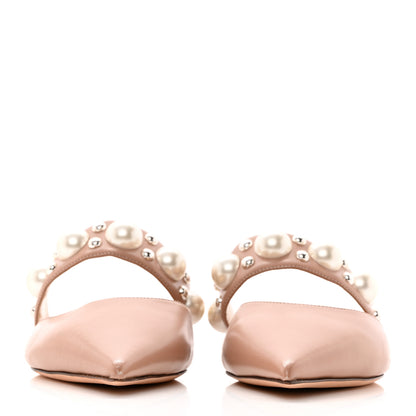 Jimmy Choo Nappa Pearly Stud Embellished Basette Flat Mules 37.5 Pink 2 of 8