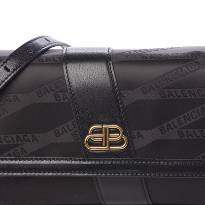 Balenciaga Jacquard Nylon Calfskin Shift Wallet On Strap Black 8 of 10