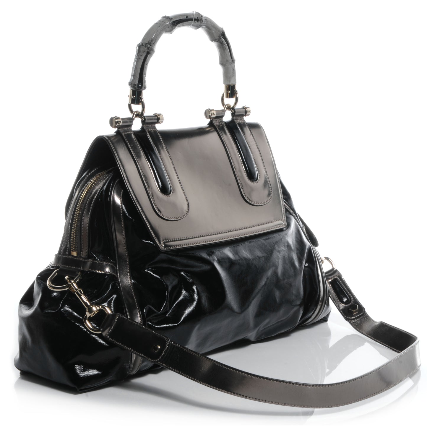 Dialux Pop Bamboo Large Top Handle Tote Black
