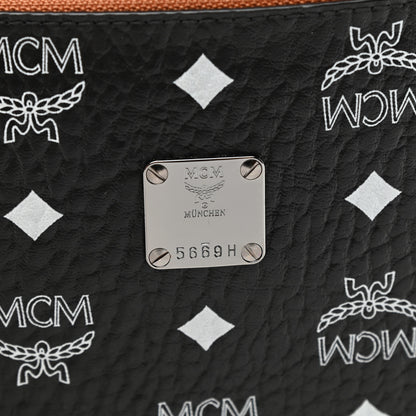 MCM Visetos Medium Stark Wristlet Pouch Black Cognac 7 of 8