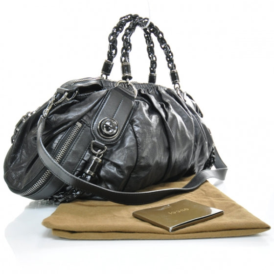 Leather Medium Galaxy Satchel Black