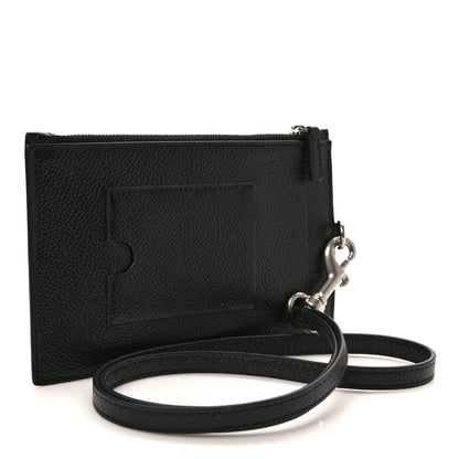 Balenciaga Grained Calfskin Logo Cash Passport Photo ID Zip Holder Black White 3 of 6