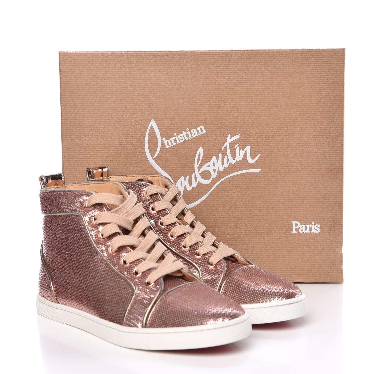 Christian Louboutin Metallic Sequin Bip Bip Orlato Flat Sneakers 37 Nude 11 of 11