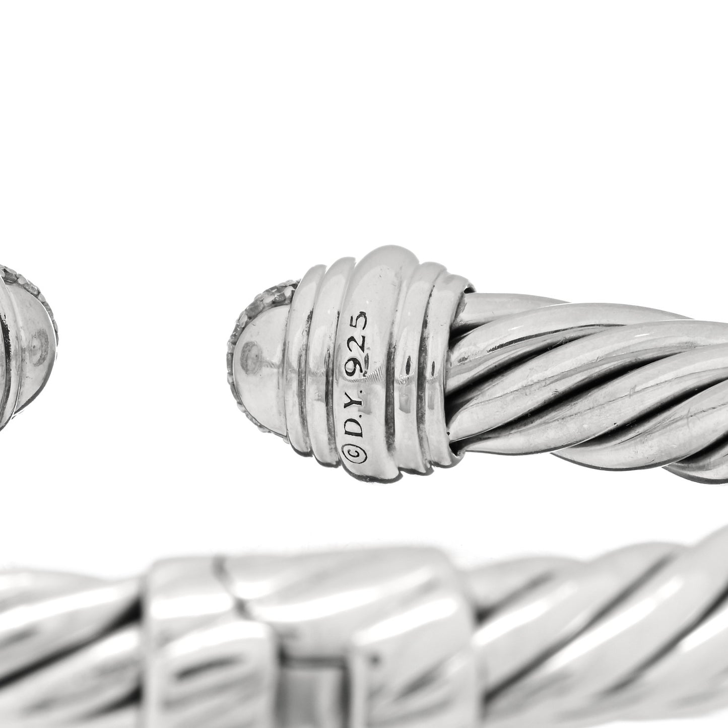 Sterling Silver Diamond 8.5mm Cable Classics Bracelet