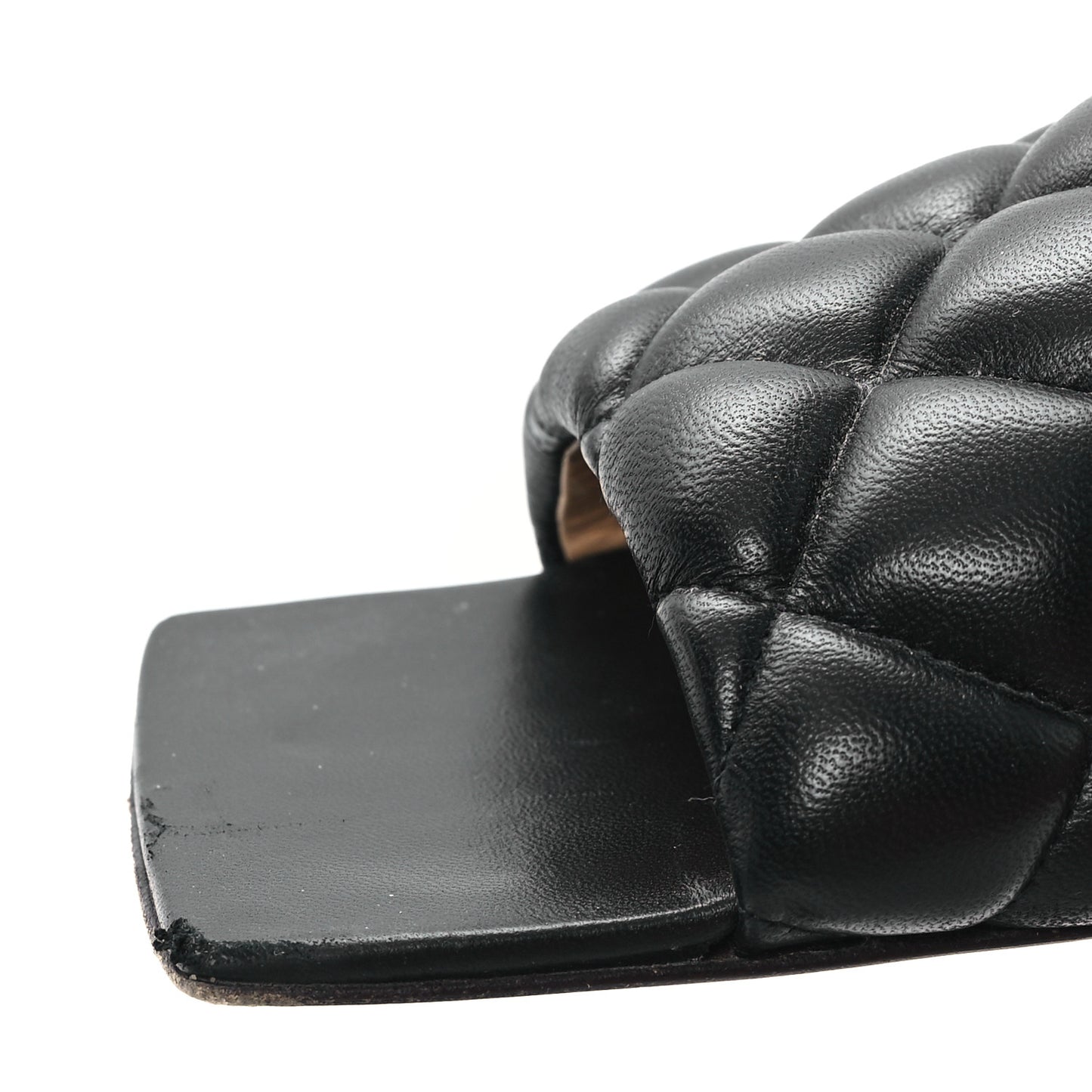 Nappa Matelasse Padded Flat Sandals 38 Black