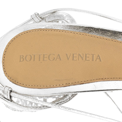 Bottega Veneta Mesh Metallic Nappa Stretch Ankle Tie Sandals 37.5 Silver 7 of 7