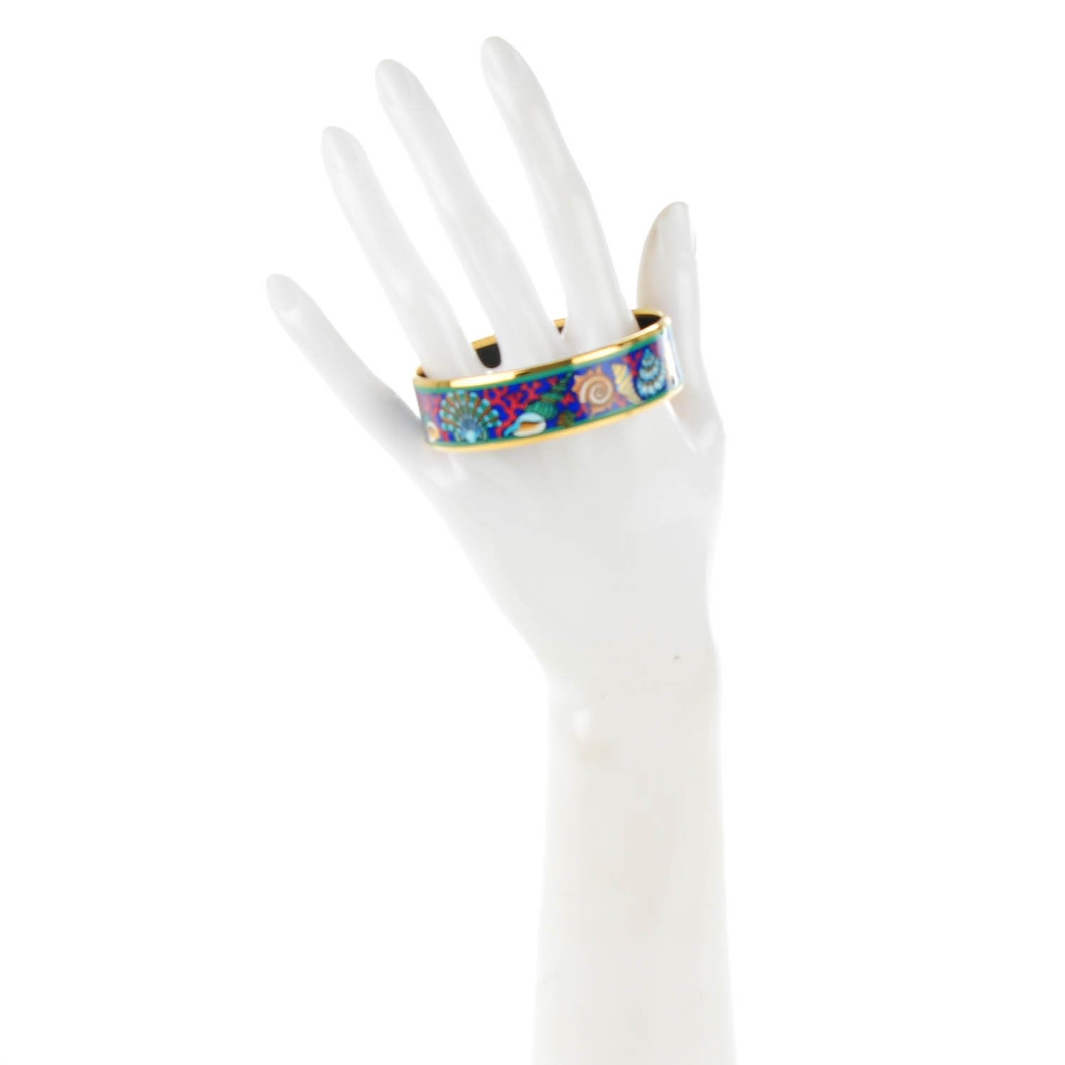 Hermes Enamel Printed Wide Seashell Bracelet 65 2 of 4