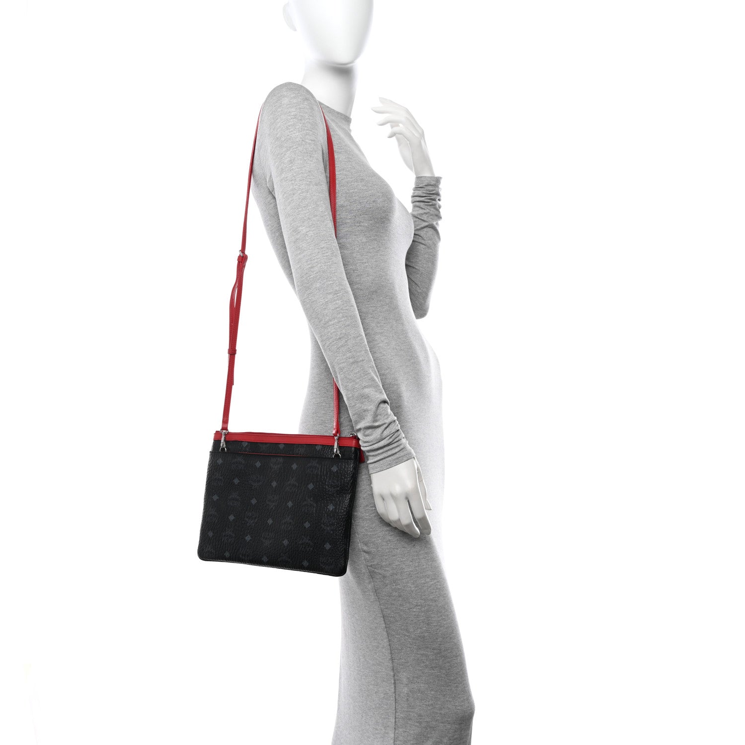 MCM Visetos Crossbody Pouch Black Red 3 of 8