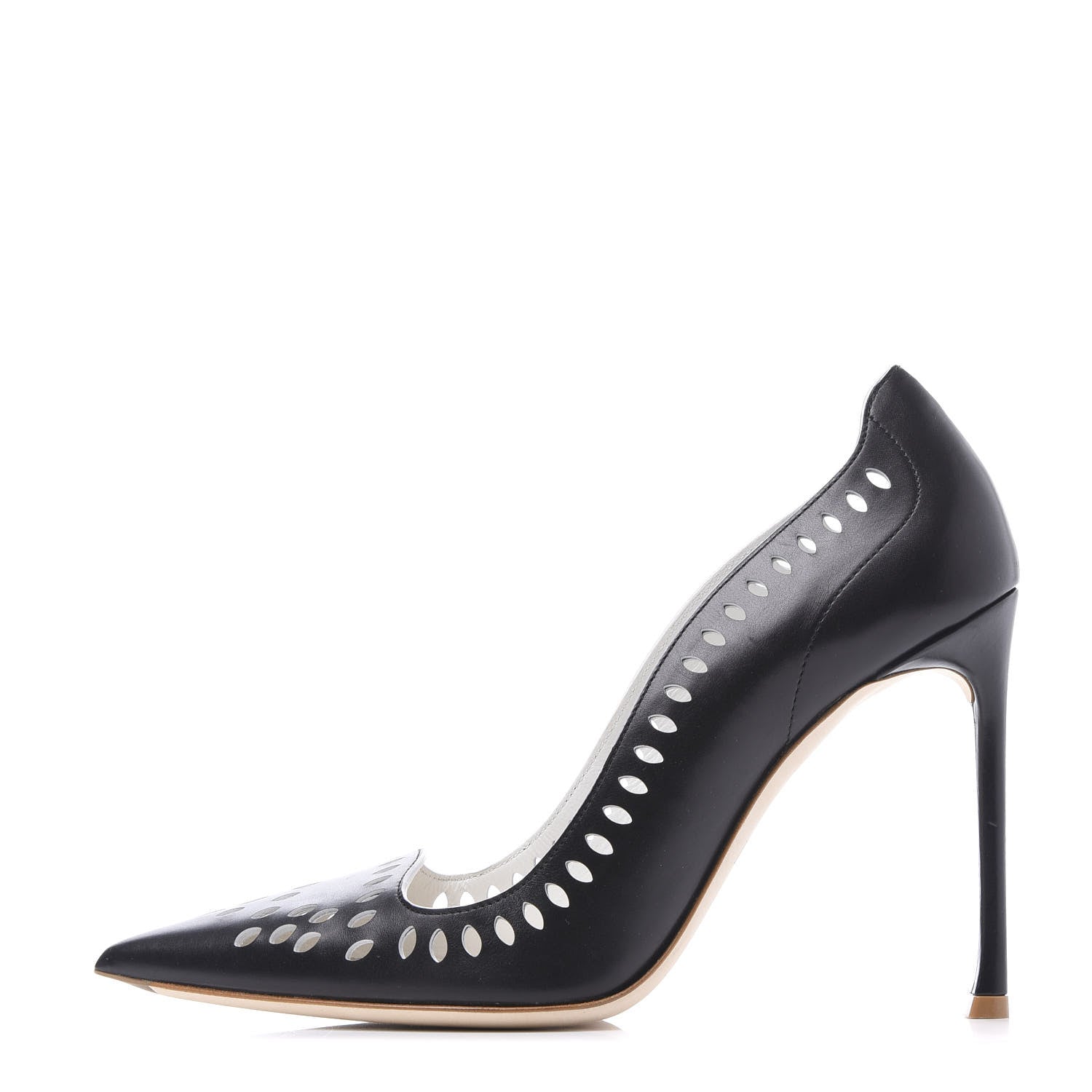Christian Dior Perforated Calfskin Verso Pumps 39.5 Black 1 of 8