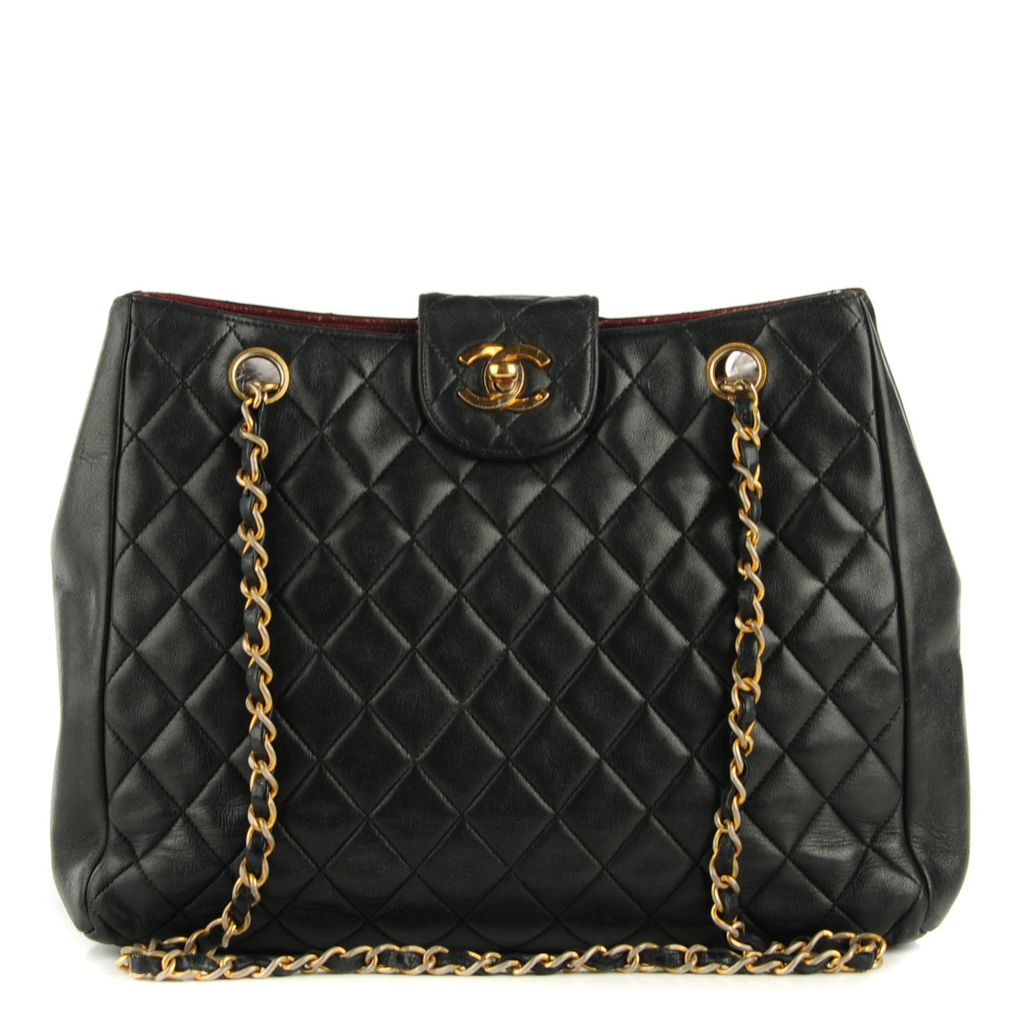 Lambskin Quilted Shoulder Bag Black
