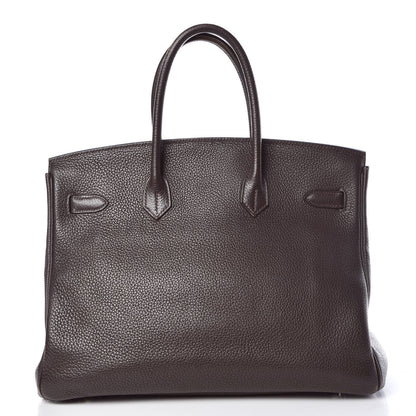 Hermes Taurillon Clemence Birkin 35 Chocolate 4 of 37