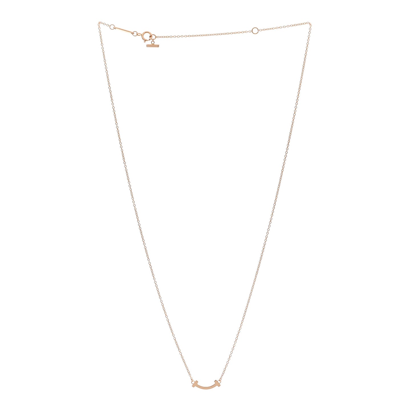 18K Rose Gold Mini T Smile Pendant Necklace