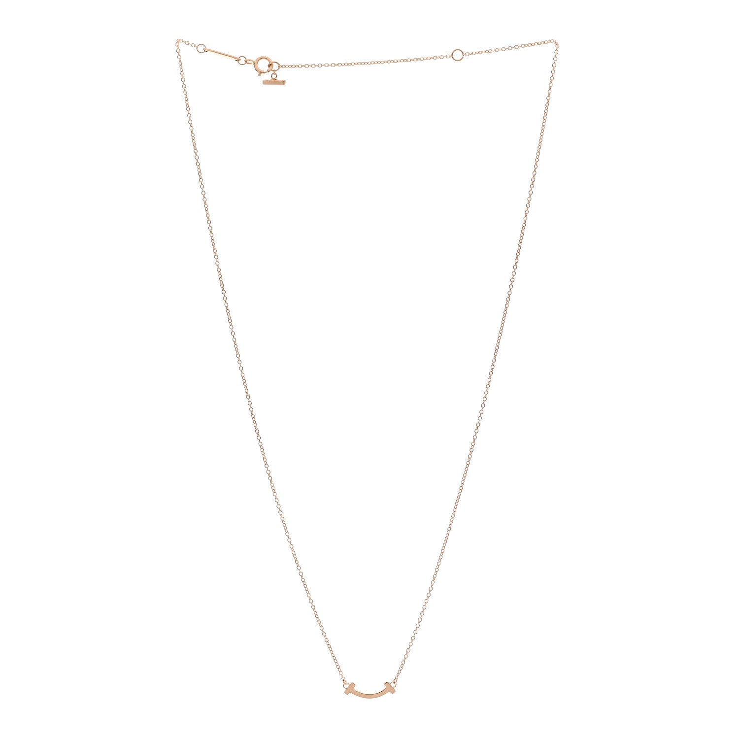 Tiffany 18K Rose Gold Mini T Smile Pendant Necklace 3 of 5