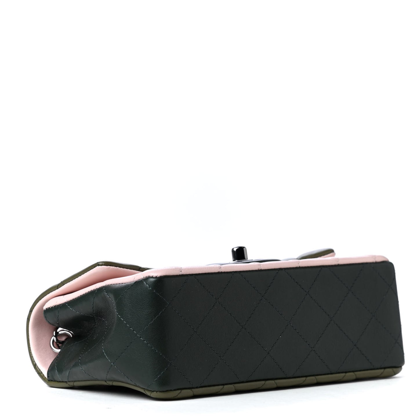 Lambskin Quilted Tri-Color Mini Rectangular Flap Green Pink