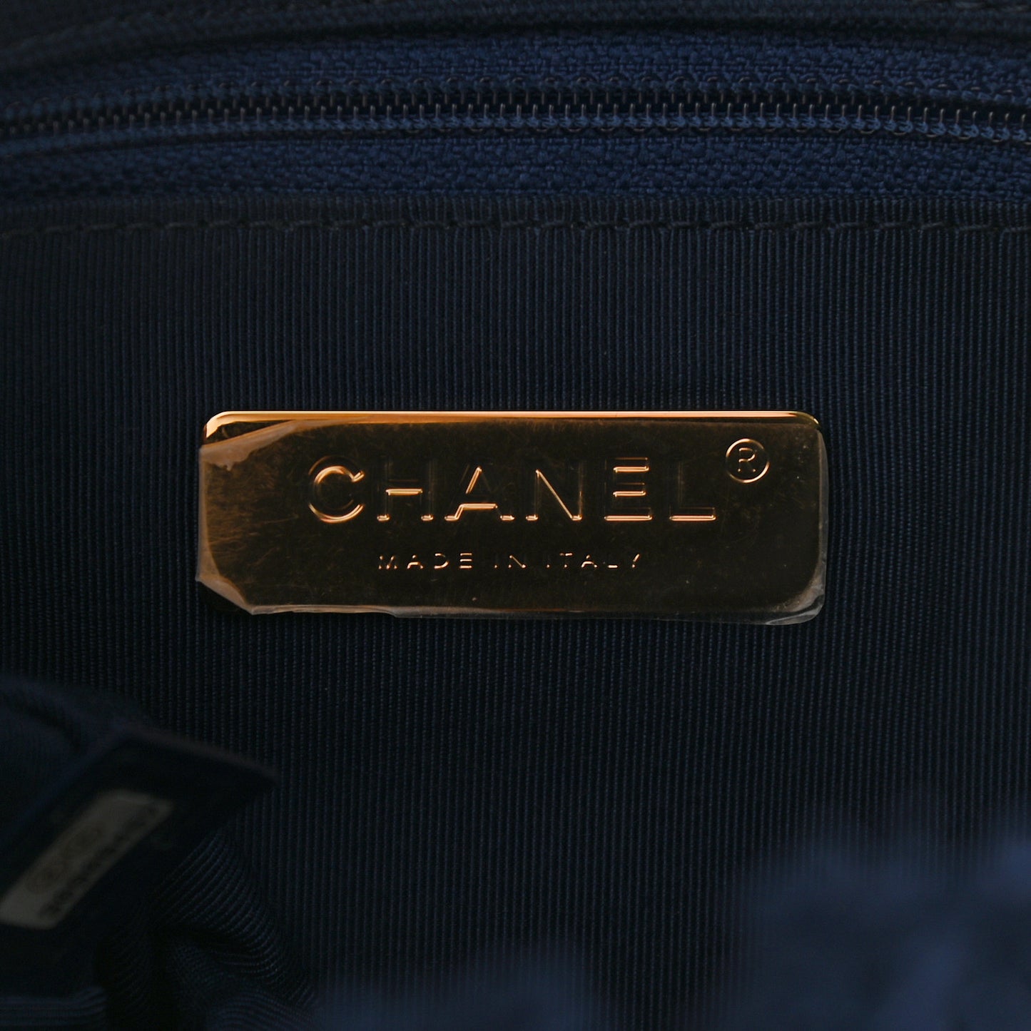 Cotton Canvas Quilted Medium Chanel 19 Flap Navy Blue