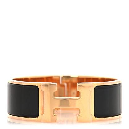 Hermes Enamel Wide Clic Clac H Bracelet GM Black 1 of 4