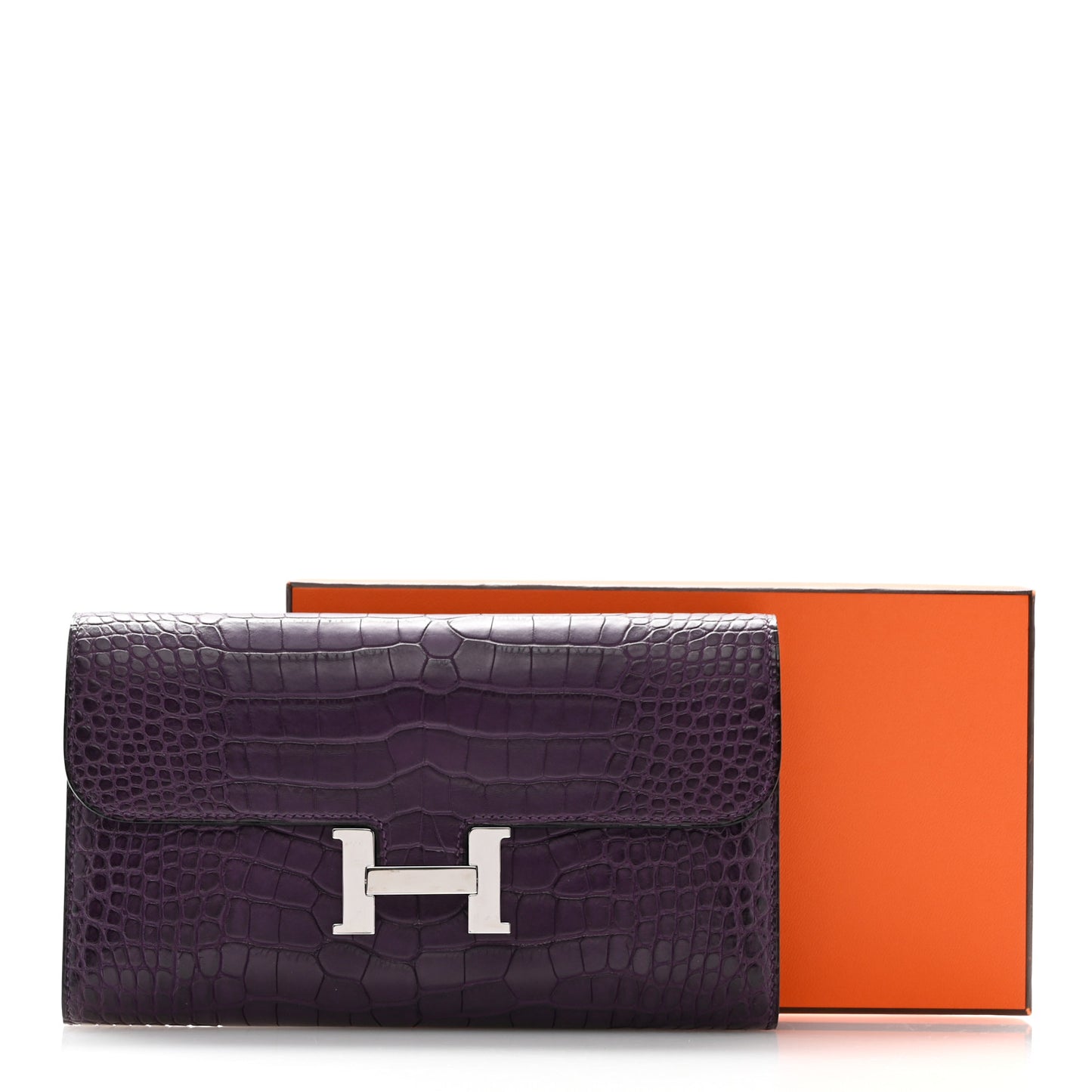 Matte Alligator Constance Long Wallet Amethyst