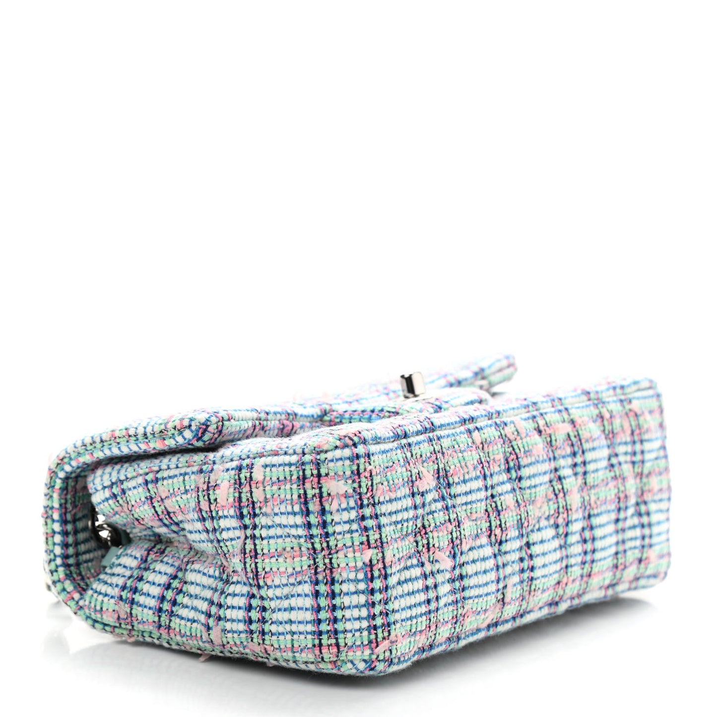 Tweed Quilted Mini Rectangular Flap Blue