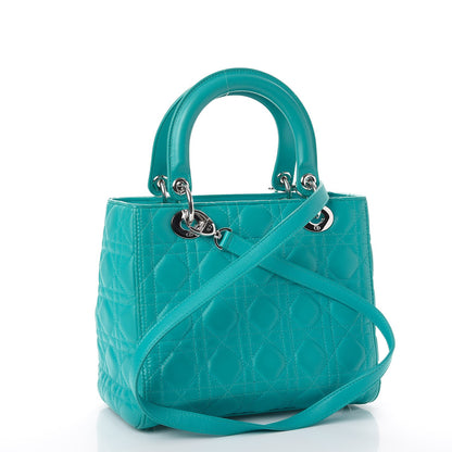 Christian Dior Lambskin Cannage Medium Lady Dior Turquoise 3 of 7