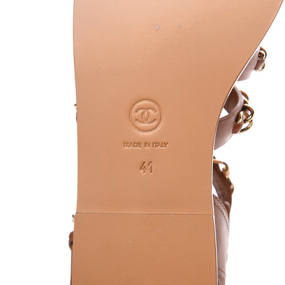 Chanel Calfskin Chain CC Flat Sandals 41 Beige 7 of 8