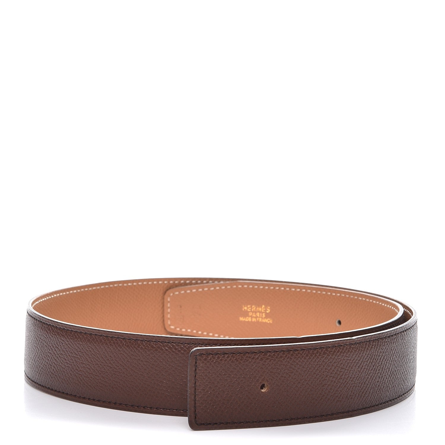 Hermes Courchevel 32mm Belt Strap 70 Chocolate Gold 1 of 6
