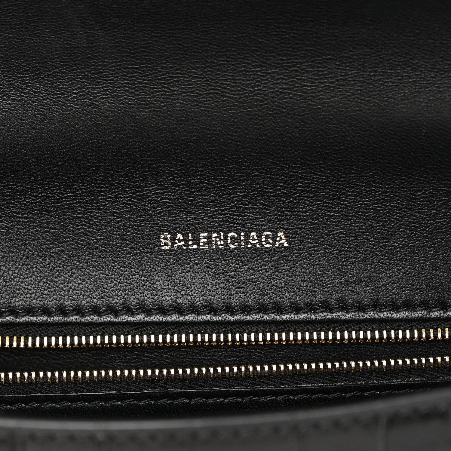 Balenciaga Shiny Calfskin Crocodile Embossed Small Hourglass Top Handle Bag Black 6 of 16