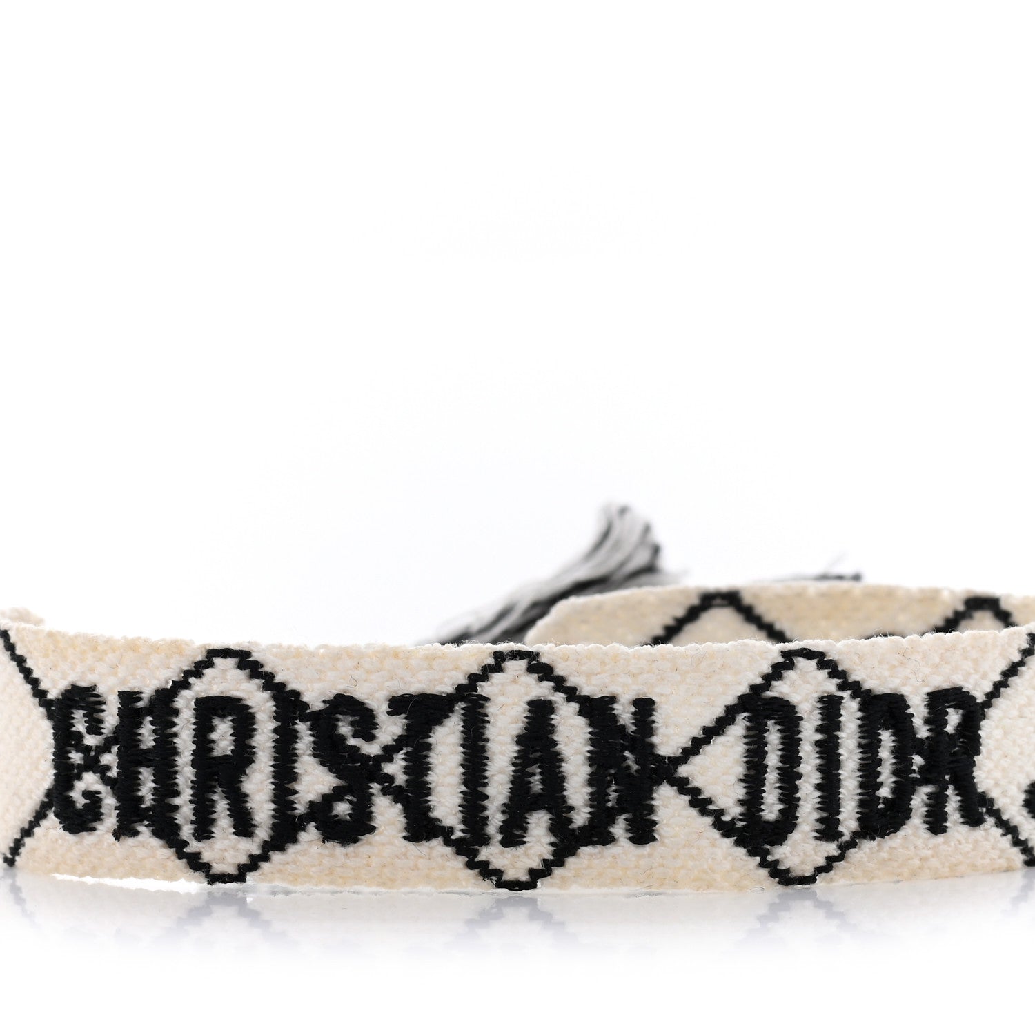Christian Dior Woven Cotton J'Adior Friendship Bracelet White Black 4 of 5