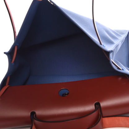 Hermes Toile Vache Hunter Herbag Zip 39 MM Bleu Orage Rouge H 6 of 10
