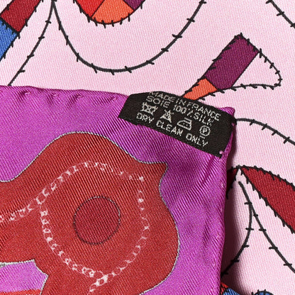 Hermes Silk Esprit Ainou Scarf 90 Fuschia Vieux Rose Rouge H 3 of 5
