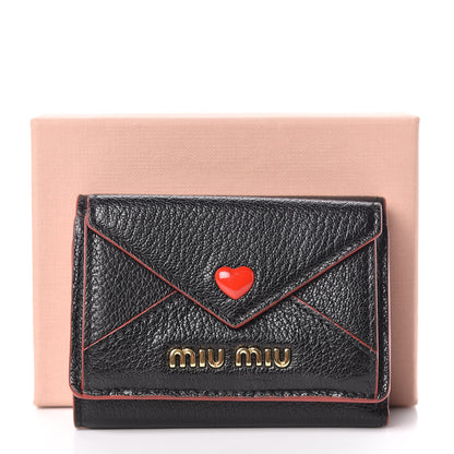 Miu Miu Goatskin Madras Love Wallet Black 7 of 7