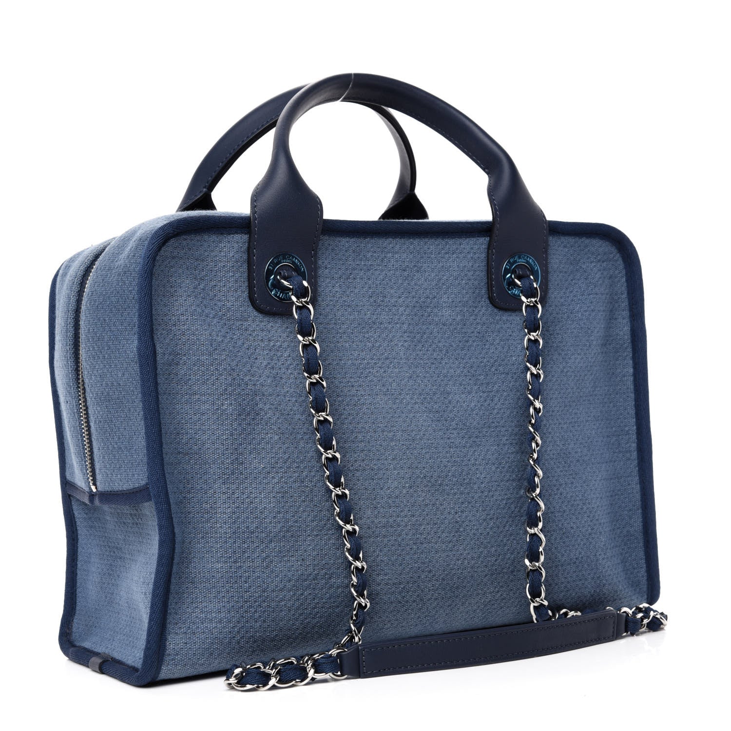 Chanel Denim Deauville Bowling Bag Blue 3 of 11
