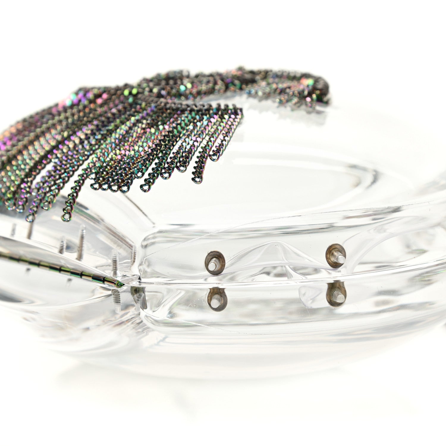 Chanel Plexiglass Iridescent Chain Fringe CC Clutch Clear 7 of 8
