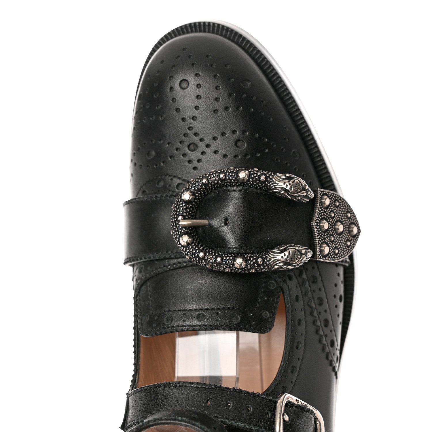 Gucci Calfskin Queercore Brogue Knee High Boots 37 Black 10 of 12