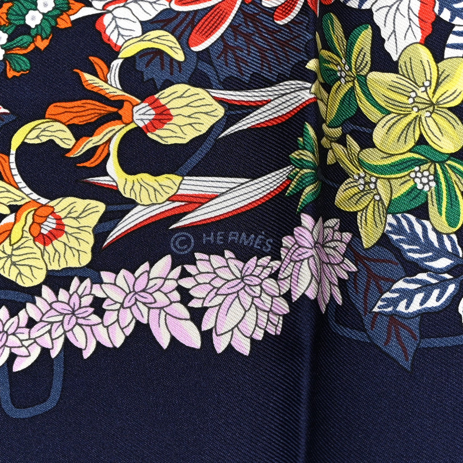 Hermes Silk Planifleurs Scarf 90 Marine 1819387 – FASHIONPHILE