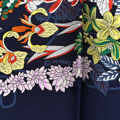 Hermes Silk Planifleurs Scarf 90 Marine 4 of 4