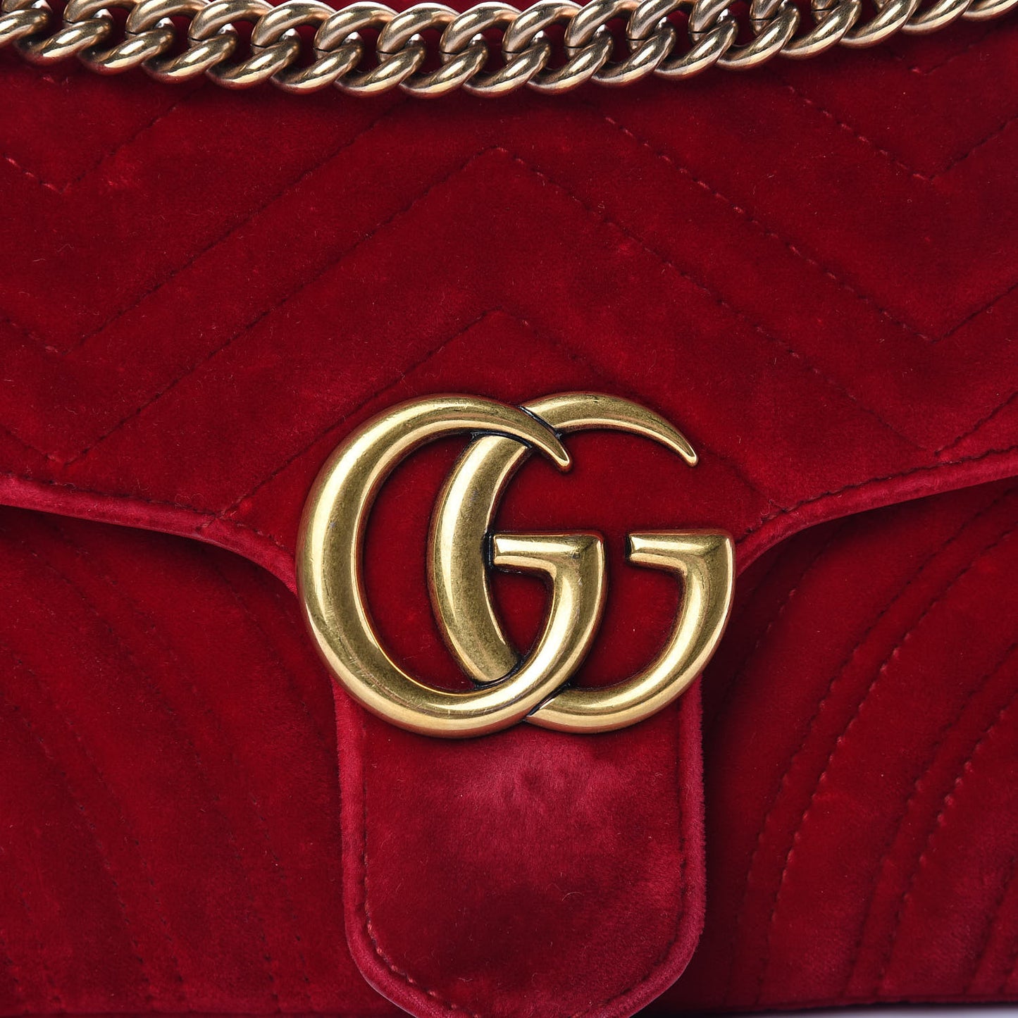 Velvet Matelasse Small GG Marmont Shoulder Bag Hibiscus Red