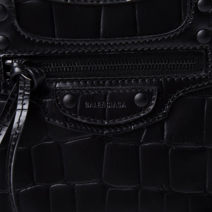 Balenciaga Semi Shiny Calfskin Crocodile Embossed Neo Classic Black Hardware Mini City Black 8 of 16