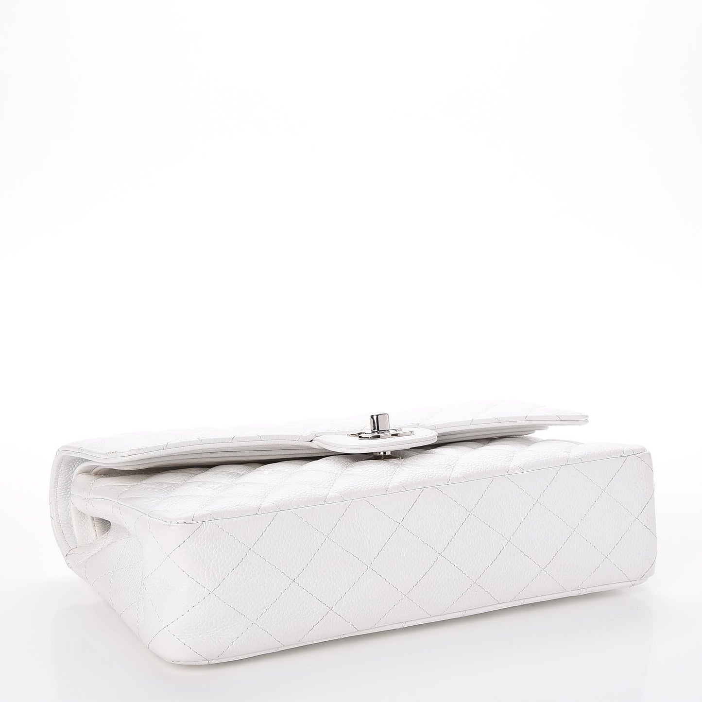 Caviar Quilted Medium Double Flap White