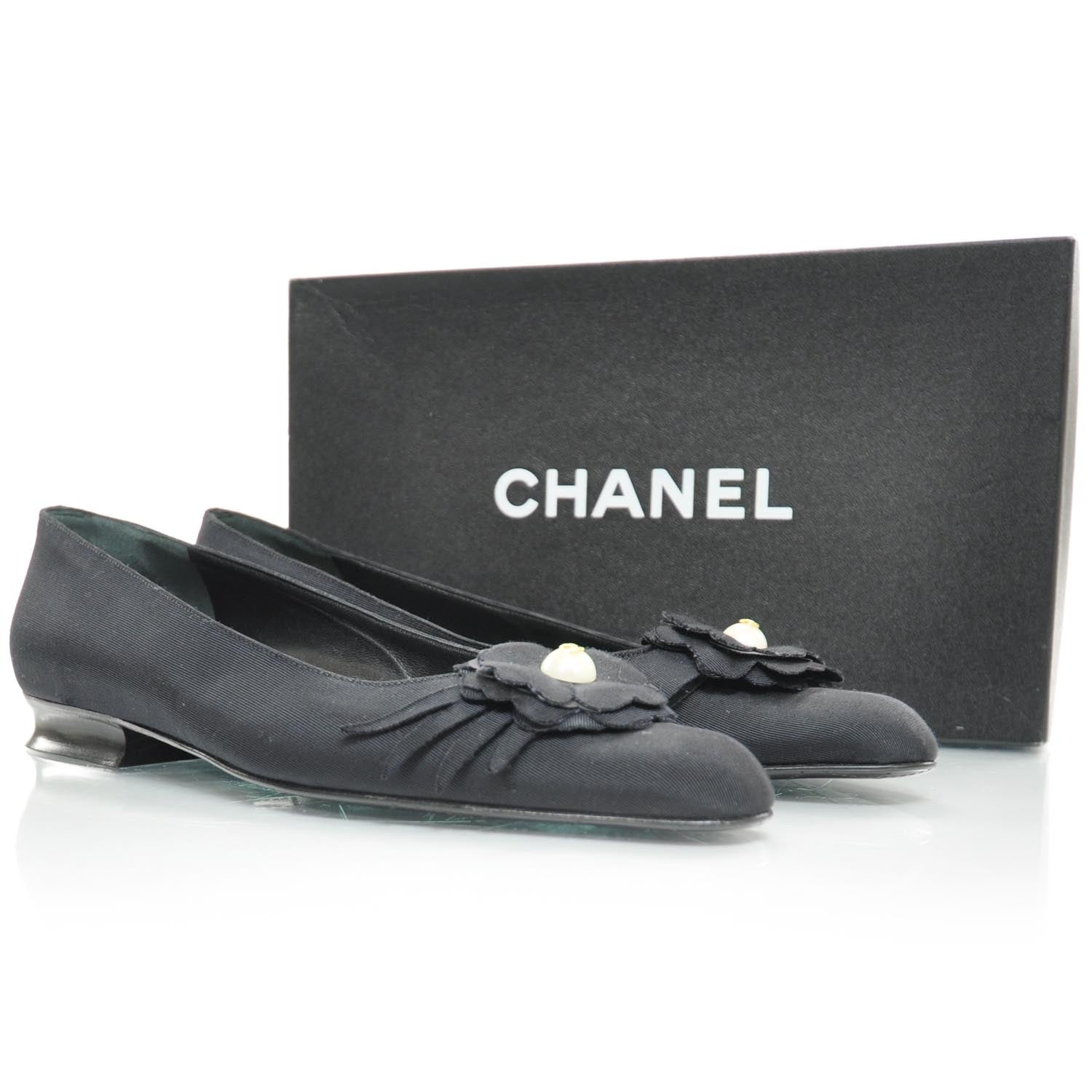 Chanel Camellia Flats 38 Black 7 of 7