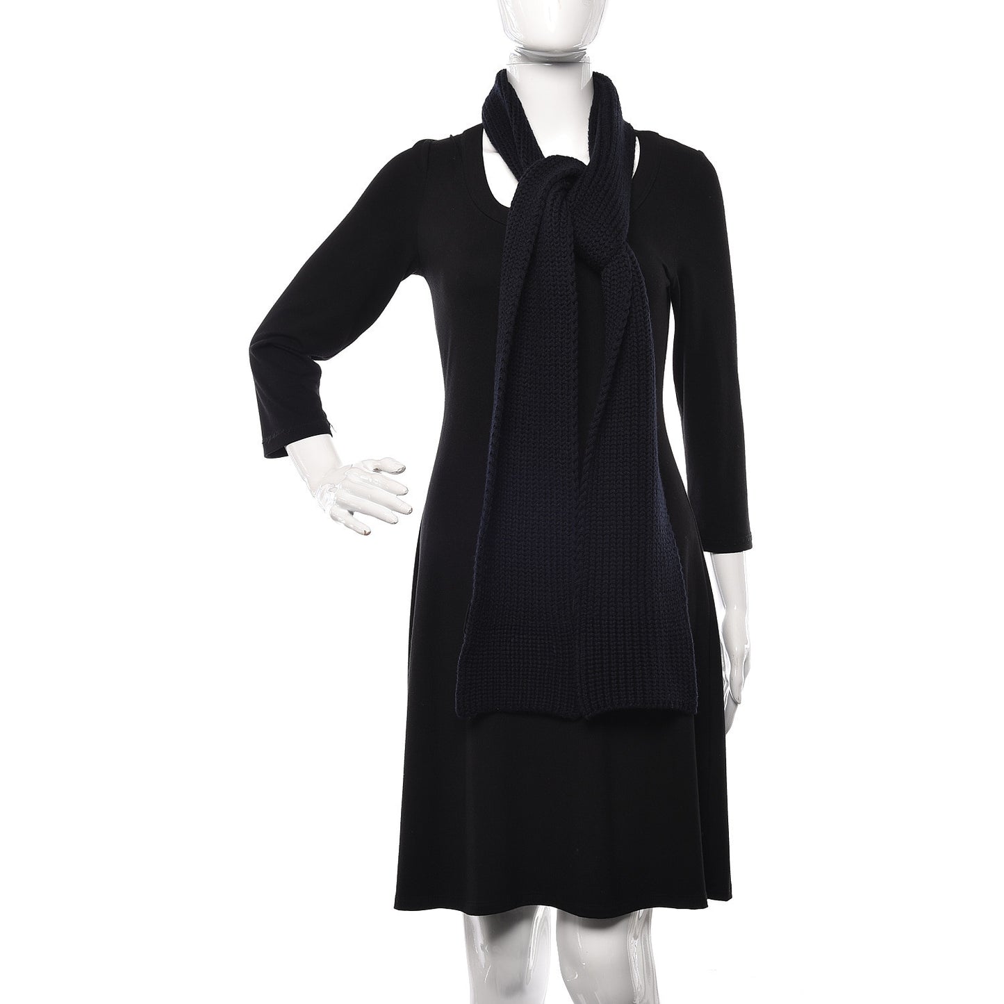 Wool Knit Scarf Navy