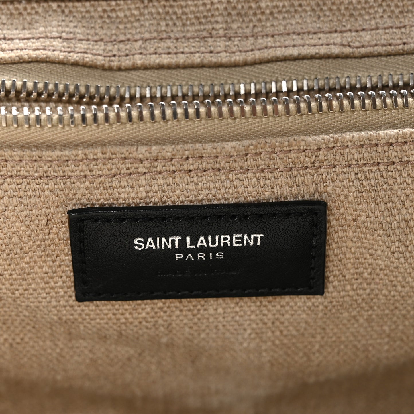 Linen Calfskin Small Rive Gauche Tote Greggio Natural