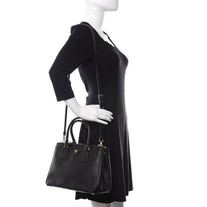 Prada Saffiano Small Galleria Double Zip Tote Black 2 of 10