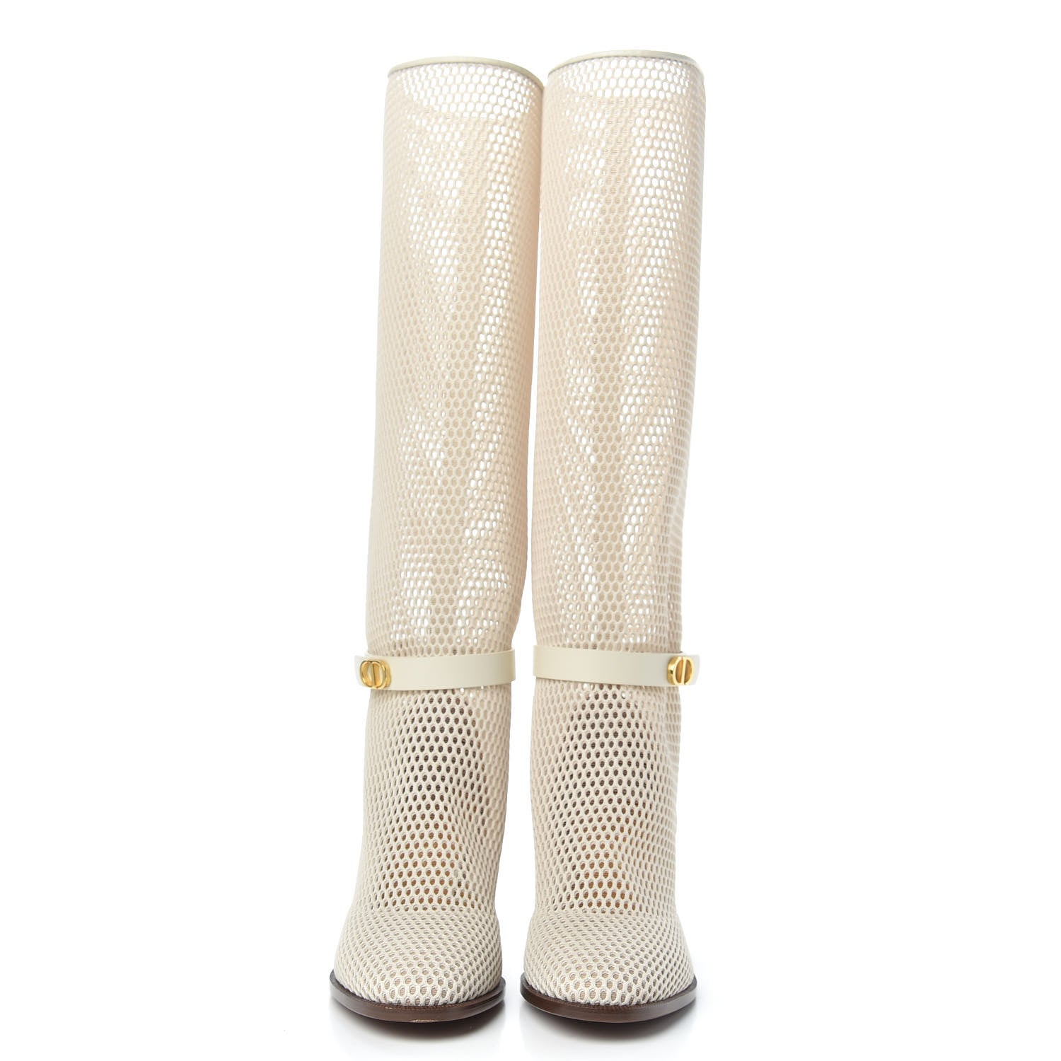 Christian Dior Empriente Mesh Montaigne Knee Boots 36 Off White 2 of 7