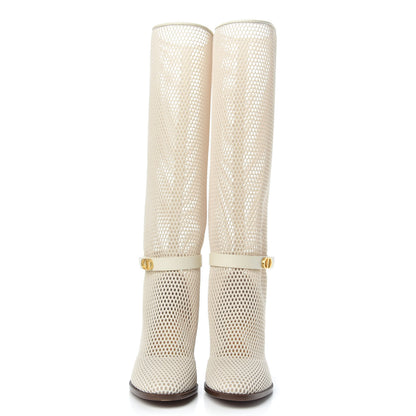 Christian Dior Empriente Mesh Montaigne Knee Boots 36 Off White 2 of 7