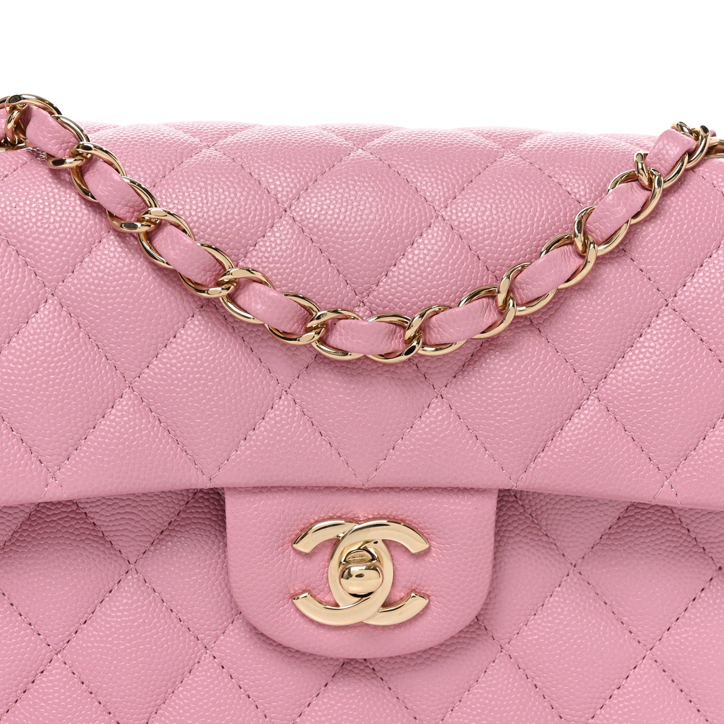 Caviar Quilted Small Double Flap Pink