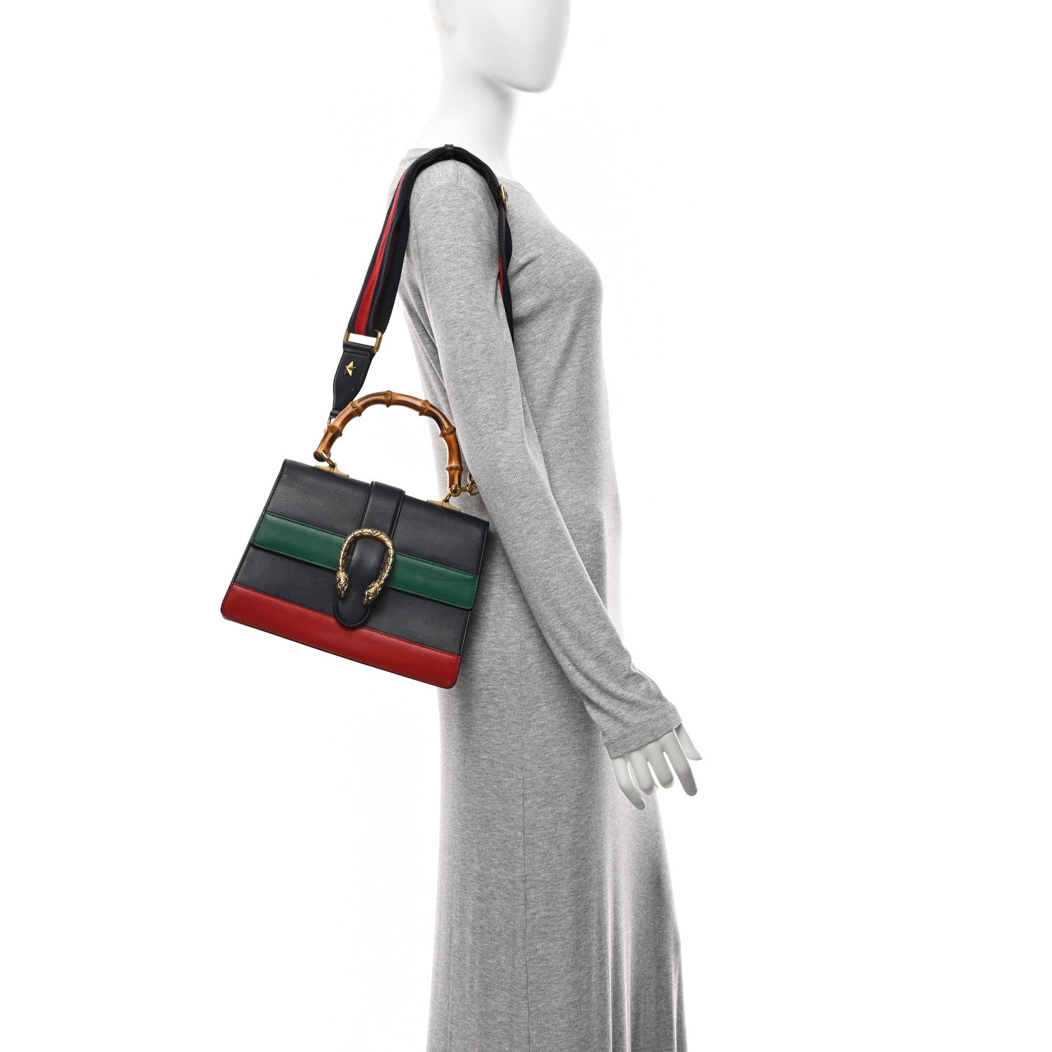 Gucci Moon Calfskin Bamboo Web Medium Dionysus Top Handle Bag Blue Emerald Hibiscus Red 11 of 11