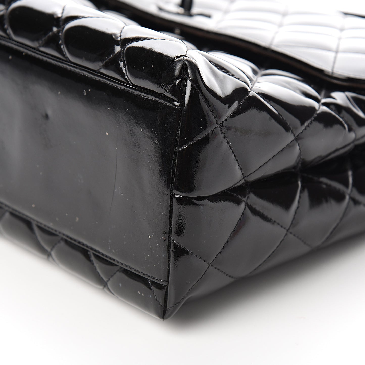 Patent Quilted Jumbo Kelly Flap Black