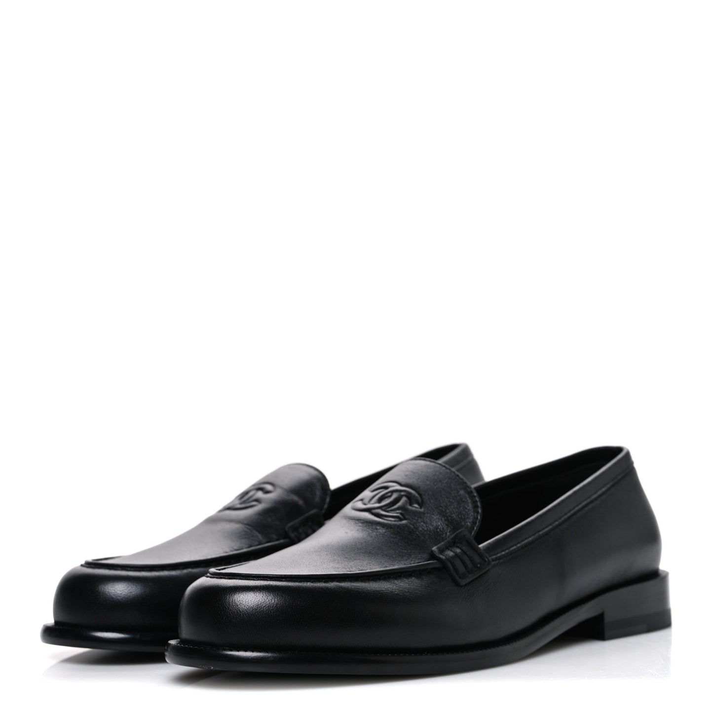 Lambskin CC Mocassin Loafers 38.5 Black