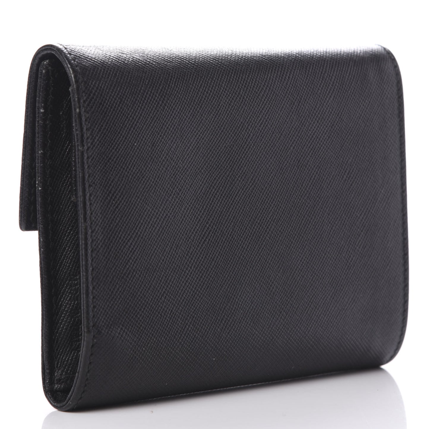 Saffiano Metal Tri-Fold Wallet Black